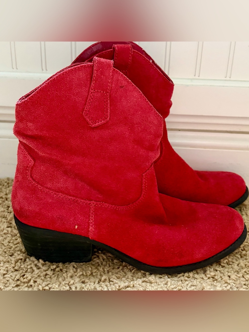 Vintage Women's Red Suede Boots Size 6